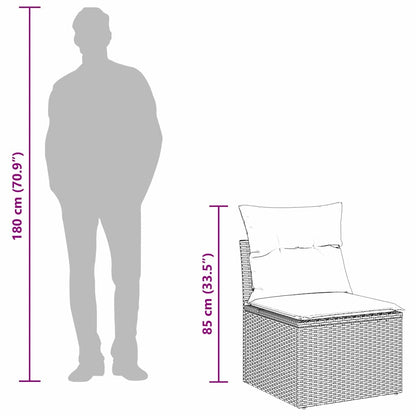 Garten-Sofa-Set mit Kissen 3 pcs Schwarz Poly Rattan