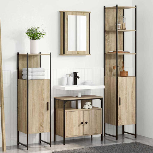 Badezimmermöbel Set 4 pcs Sonoma Eiche 33 x 33 x 185.5 cm
