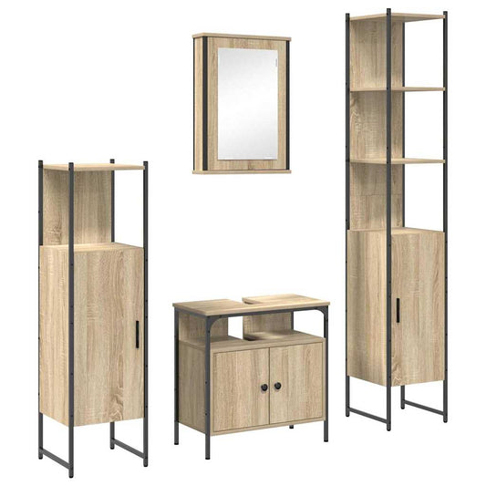 Badezimmermöbel Set 4 pcs Sonoma Eiche 33 x 33 x 185.5 cm