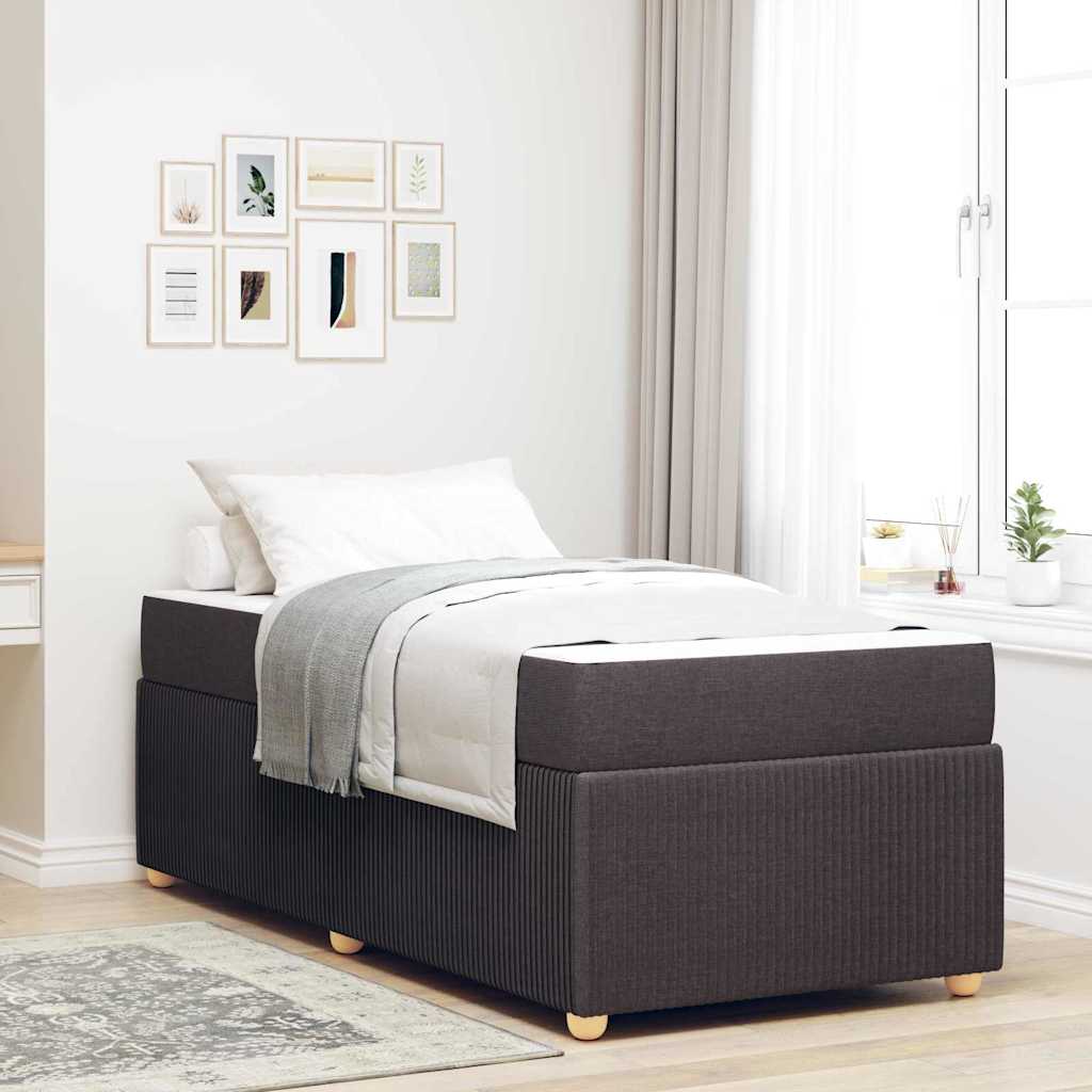 Bettgestell mit Matratze Dunkelbraun 90 x 190 cm Stoff