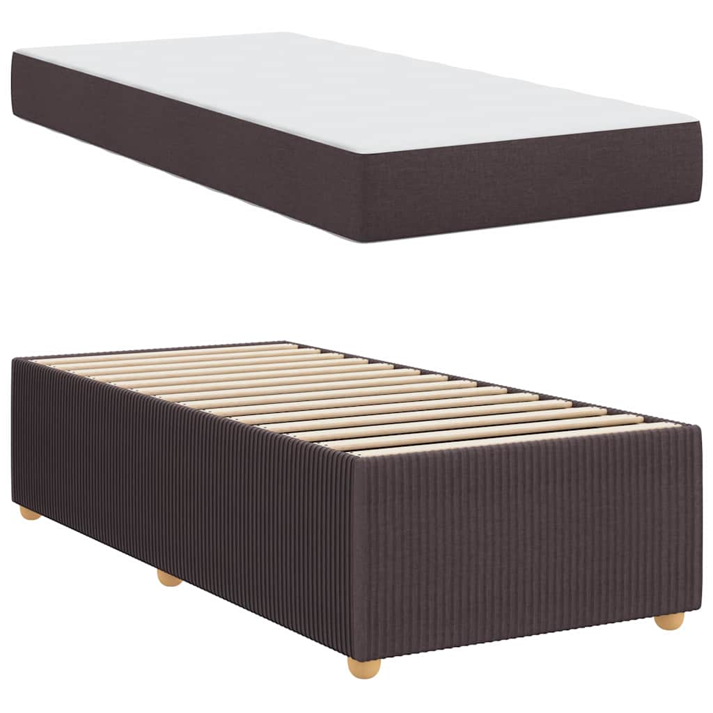 Bettgestell mit Matratze Dunkelbraun 90 x 190 cm Stoff