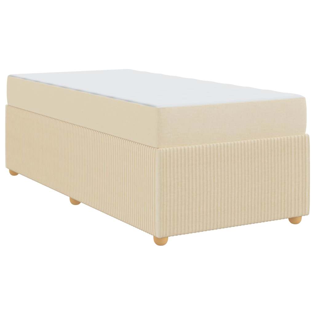 Bettgestell mit Matratze mit Matratze Creme 90 x 190 cm Stoff