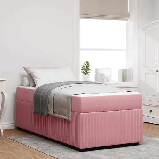 Bettgestell mit Matratze mit Matratze Rosa 100 x 200 cm Samt