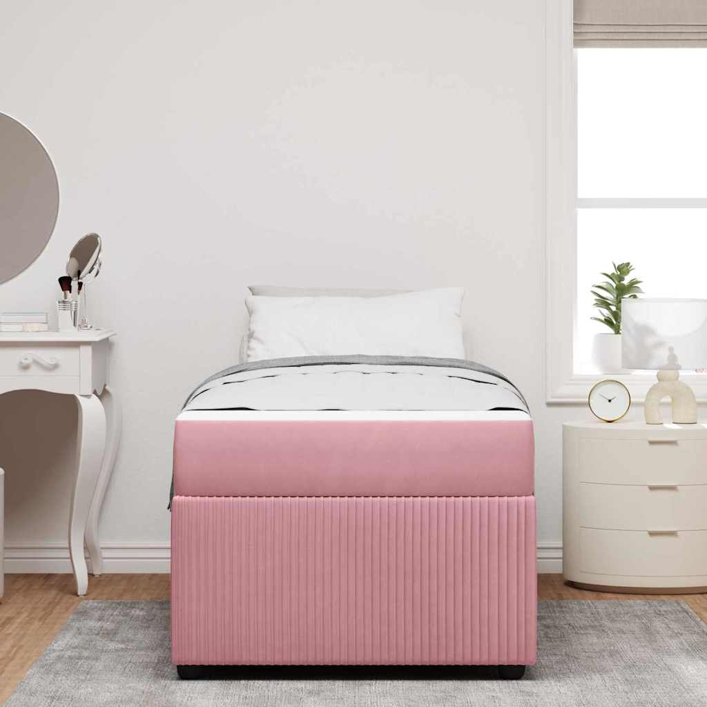 Bettgestell mit Matratze mit Matratze Rosa 100 x 200 cm Samt
