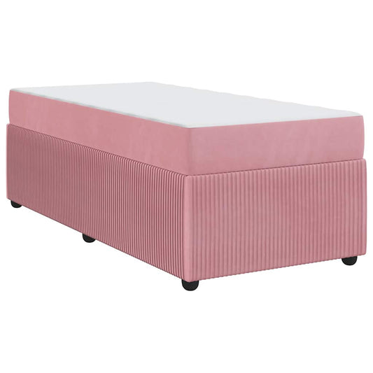 Bettgestell mit Matratze mit Matratze Rosa 100 x 200 cm Samt