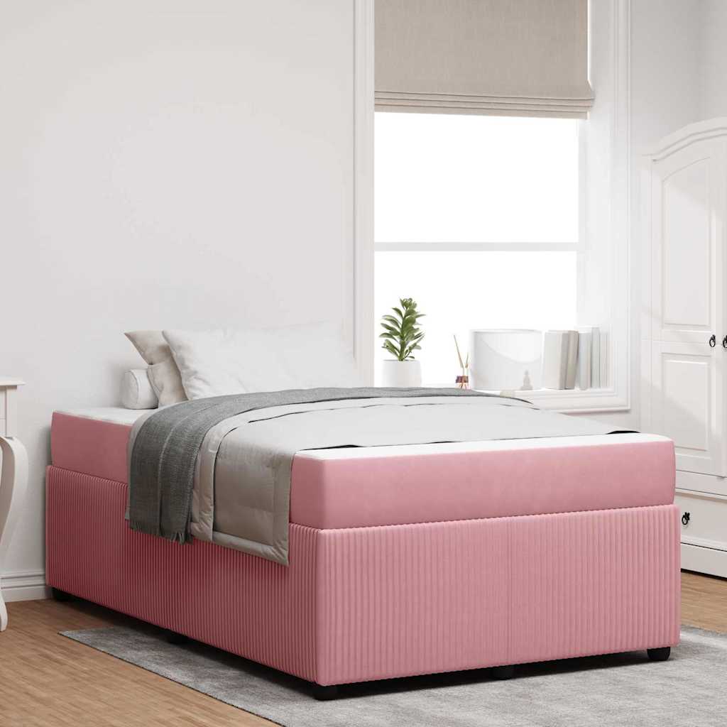 Bettgestell mit Matratze mit Matratze Rosa 120 x 200 cm Samt