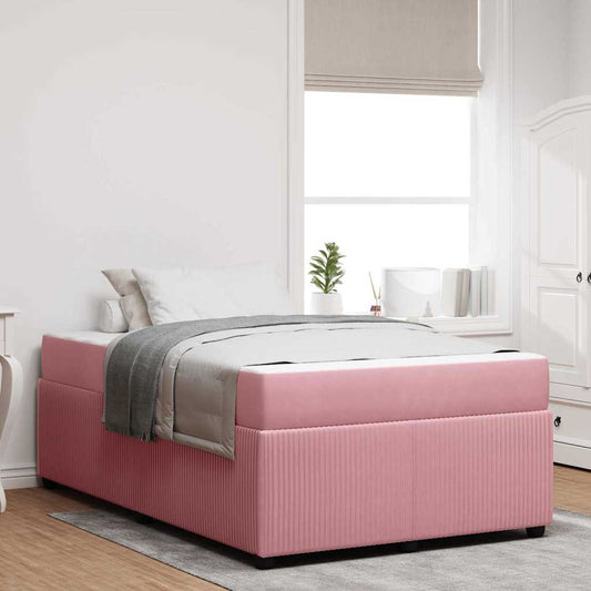 Bettgestell mit Matratze mit Matratze Rosa 120 x 200 cm Samt