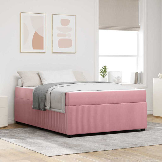 Bettgestell mit Matratze mit Matratze Rosa 160 x 200 cm Samt