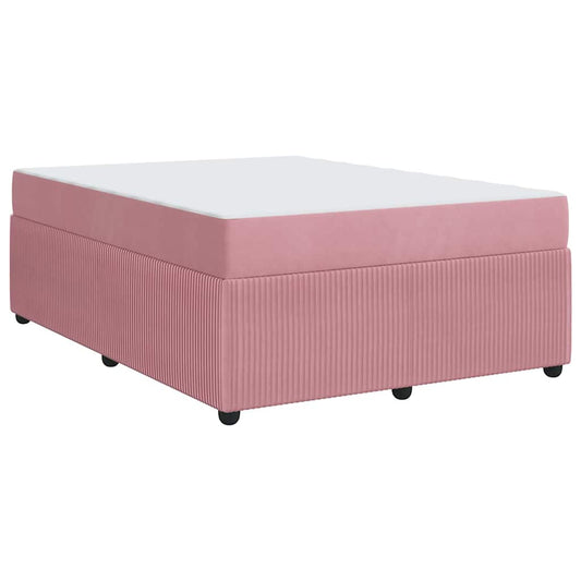 Bettgestell mit Matratze mit Matratze Rosa 160 x 200 cm Samt