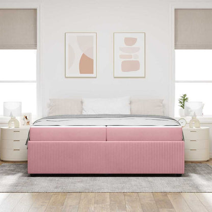 Bettgestell mit Matratze mit Matratze Rosa 200 x 200 cm Samt