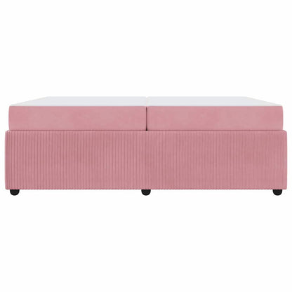 Bettgestell mit Matratze mit Matratze Rosa 200 x 200 cm Samt