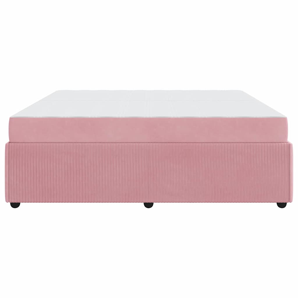 Bettgestell mit Matratze mit Matratze Rosa 200 x 200 cm Samt