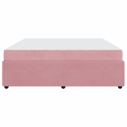 Bettgestell mit Matratze mit Matratze Rosa 200 x 200 cm Samt