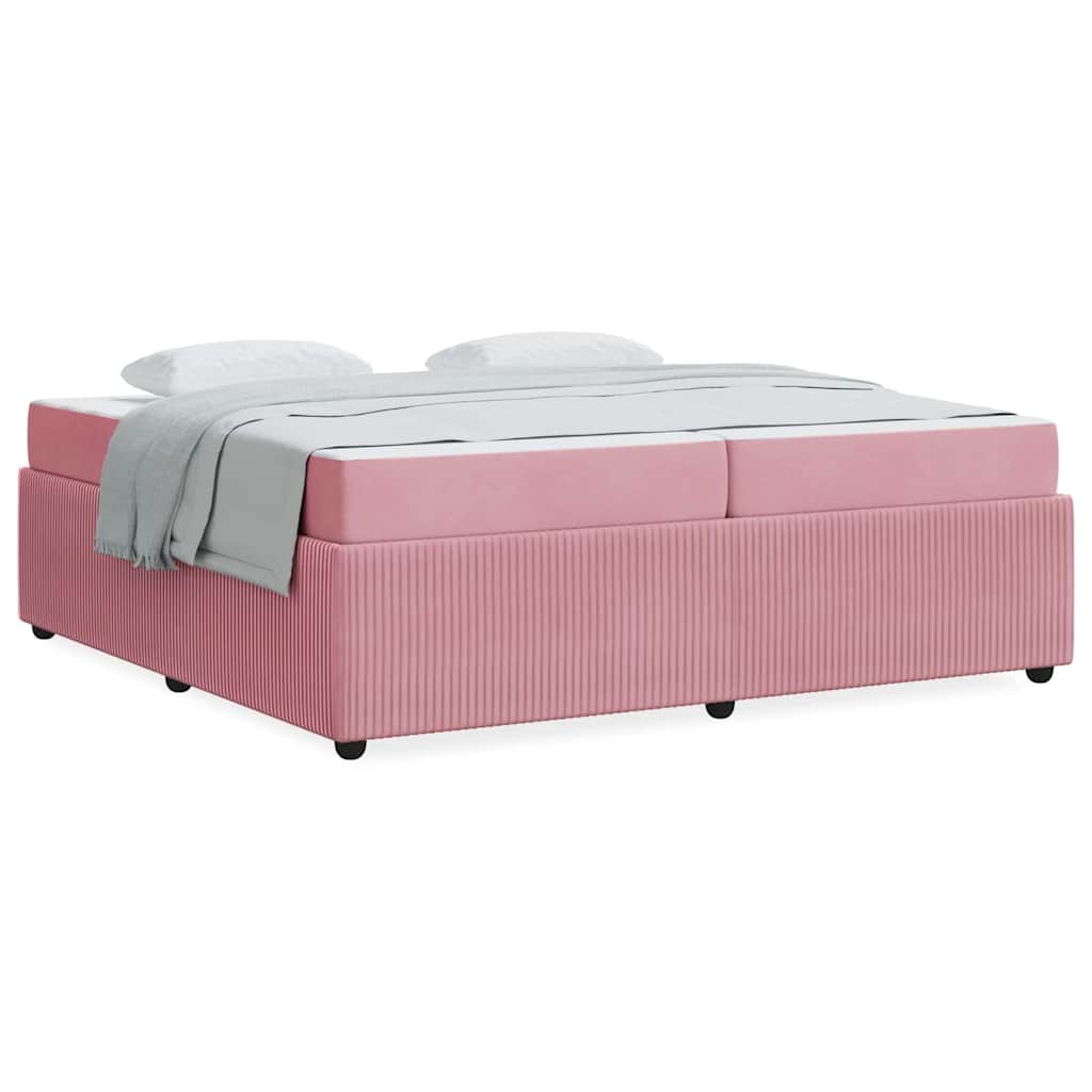 Bettgestell mit Matratze mit Matratze Rosa 200 x 200 cm Samt