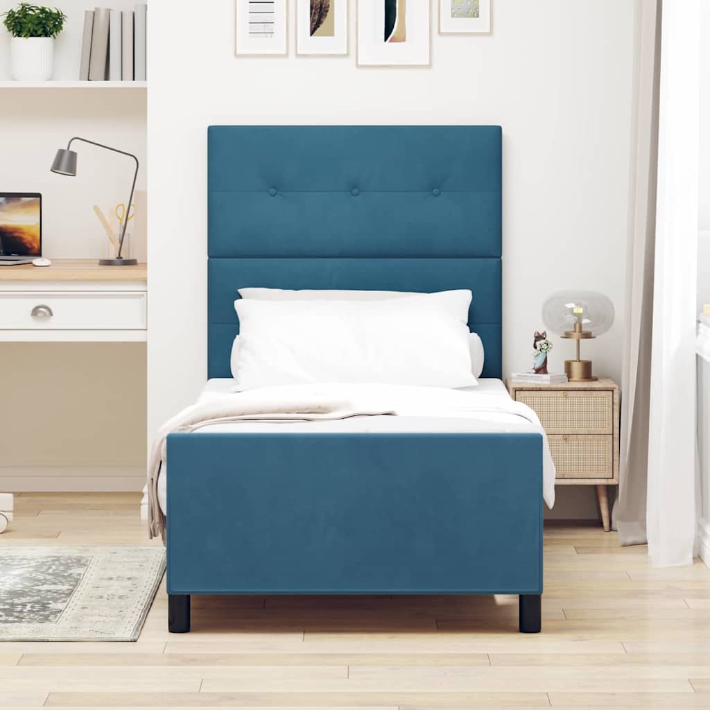 Bettgestell mit Kopfteil Dunkelblau 90 x 200 cm Samt