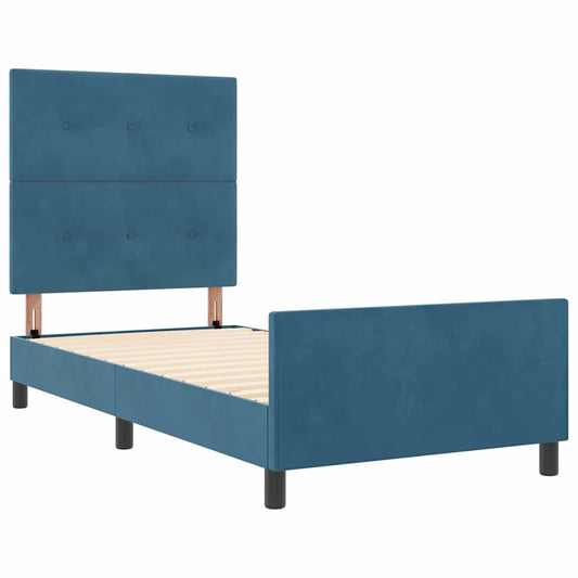 Bettgestell mit Kopfteil Dunkelblau 90 x 200 cm Samt