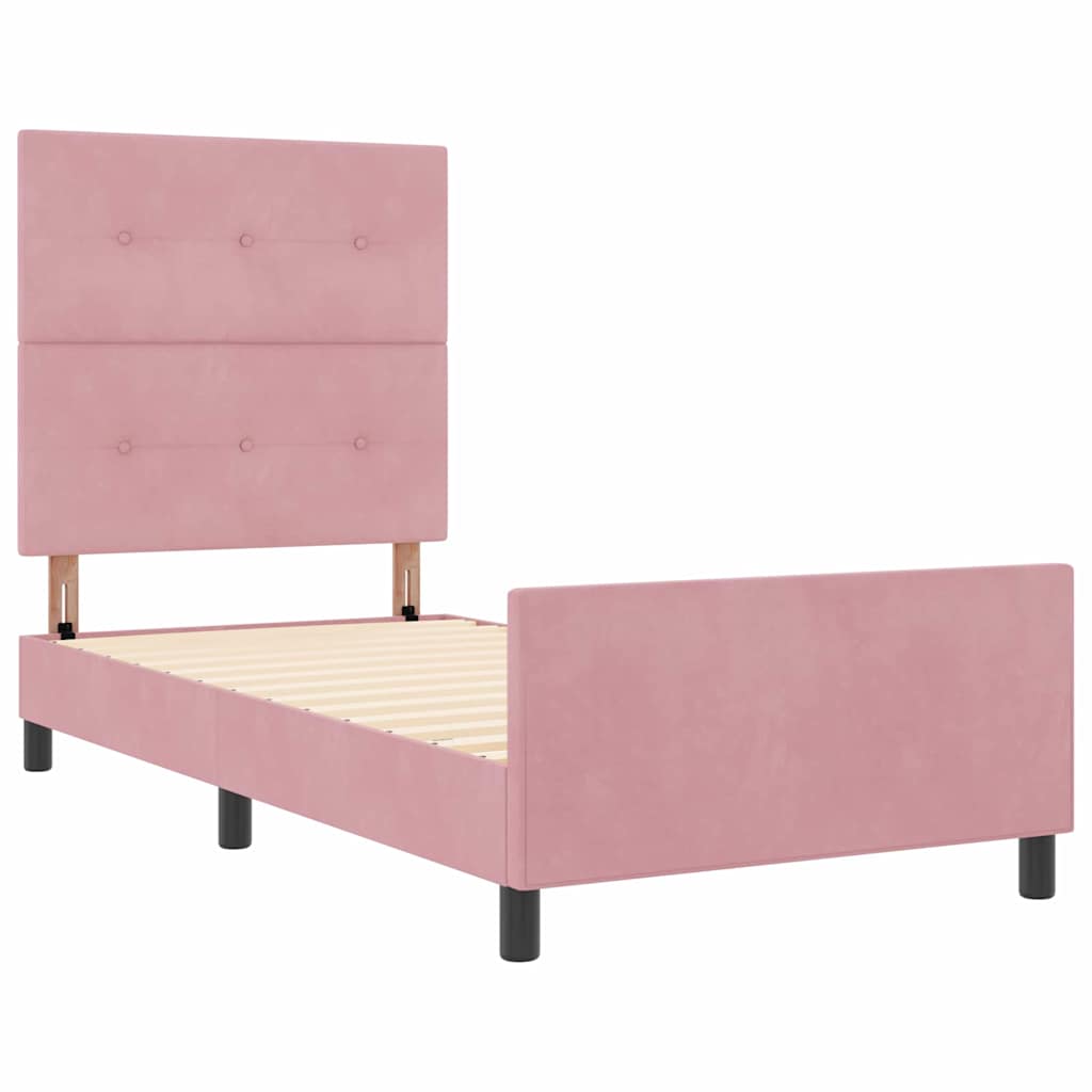 Bettgestell mit Kopfteil Rosa 90 x 200 cm Samt