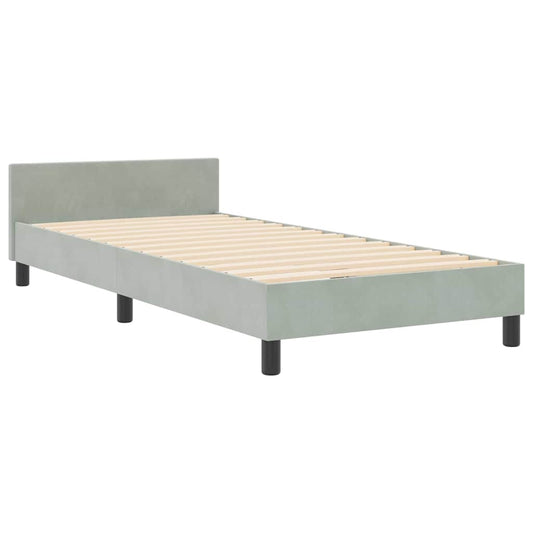 Bettgestell mit Kopfteil Hellgrau 100 x 200 cm Samt