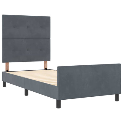 Bettgestell mit Kopfteil Dunkelgrau 100 x 200 cm Samt