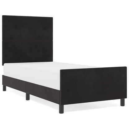 Bettgestell mit Kopfteil Schwarz 100 x 200 cm Samt
