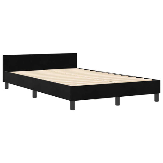 Bettgestell mit Kopfteil Schwarz 120 x 190 cm Samt