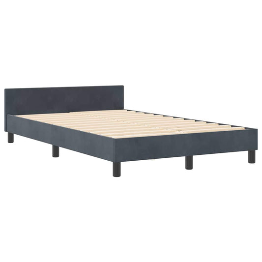 Bettgestell mit Kopfteil Dunkelgrau 120 x 200 cm Samt