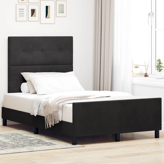 Bettgestell mit Kopfteil Schwarz 120 x 200 cm Samt
