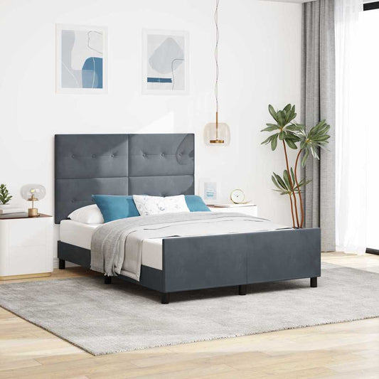 Bettgestell mit Kopfteil Dunkelgrau 140 x 190 cm Samt