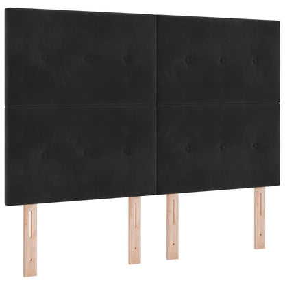 Bettgestell mit Kopfteil Schwarz 140 x 190 cm Samt