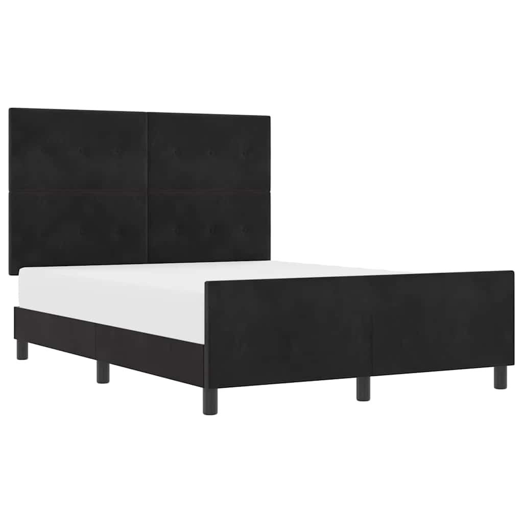 Bettgestell mit Kopfteil Schwarz 140 x 190 cm Samt