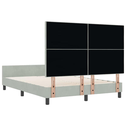 Bettgestell mit Kopfteil Hellgrau 160 x 200 cm Samt