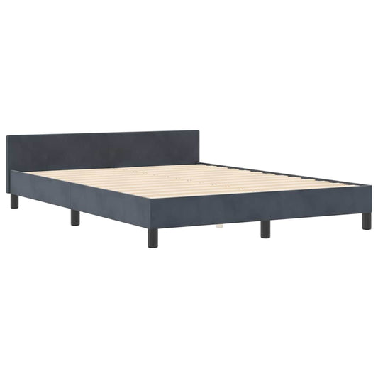 Bettgestell mit Kopfteil Dunkelgrau 160 x 200 cm Samt