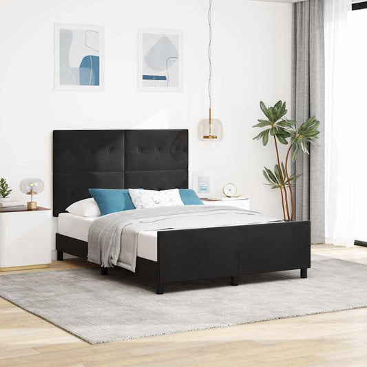 Bettgestell mit Kopfteil Schwarz 160 x 200 cm Samt