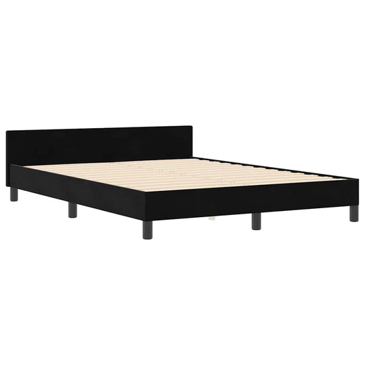 Bettgestell mit Kopfteil Schwarz 160 x 200 cm Samt