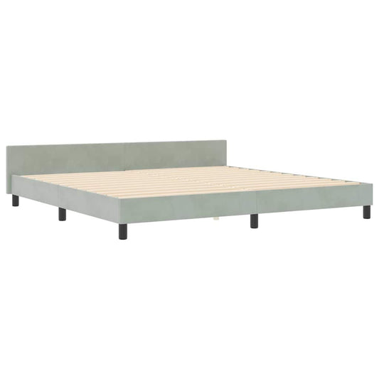 Bettgestell mit Kopfteil Hellgrau 200 x 200 cm Samt