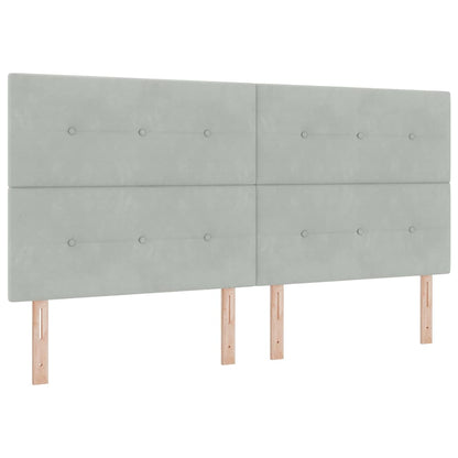Bettgestell mit Kopfteil Hellgrau 200 x 200 cm Samt
