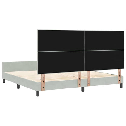Bettgestell mit Kopfteil Hellgrau 200 x 200 cm Samt