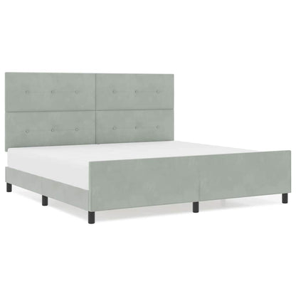 Bettgestell mit Kopfteil Hellgrau 200 x 200 cm Samt
