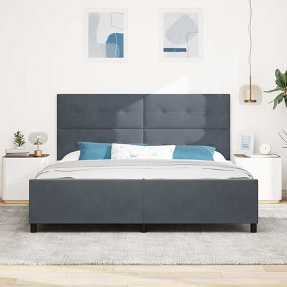 Bettgestell mit Kopfteil Dunkelgrau 200 x 200 cm Samt