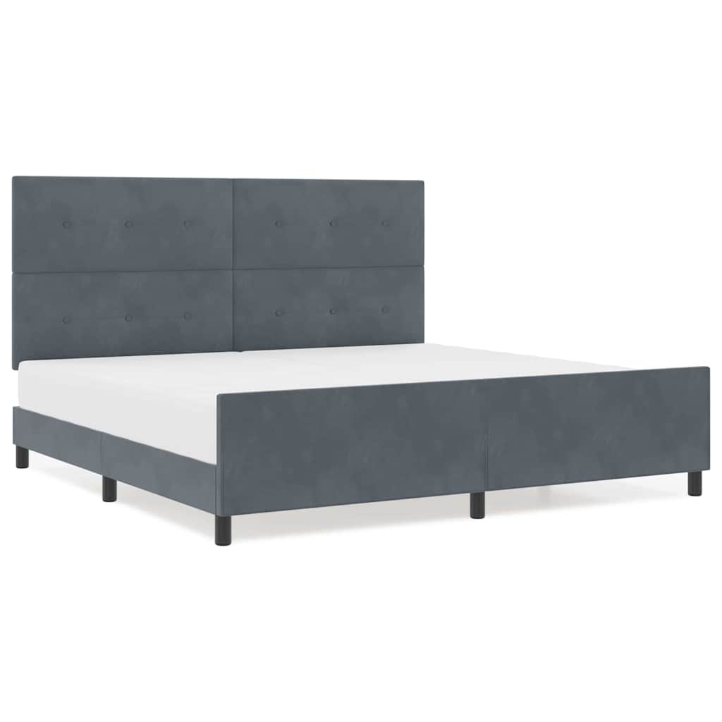 Bettgestell mit Kopfteil Dunkelgrau 200 x 200 cm Samt