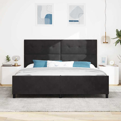 Bettgestell mit Kopfteil Schwarz 200 x 200 cm Samt