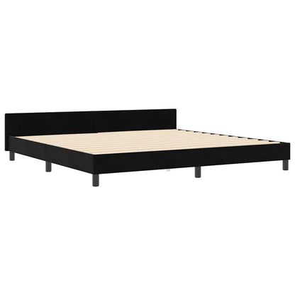 Bettgestell mit Kopfteil Schwarz 200 x 200 cm Samt