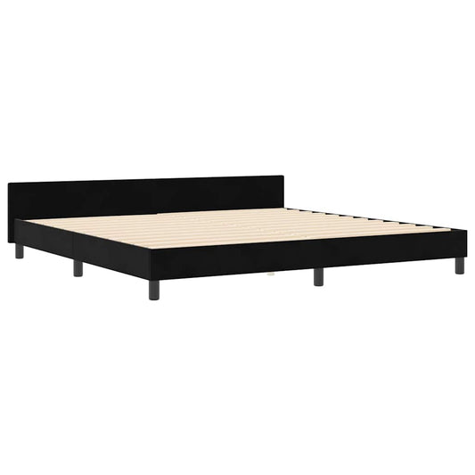 Bettgestell mit Kopfteil Schwarz 200 x 200 cm Samt