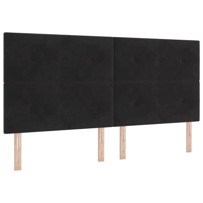 Bettgestell mit Kopfteil Schwarz 200 x 200 cm Samt