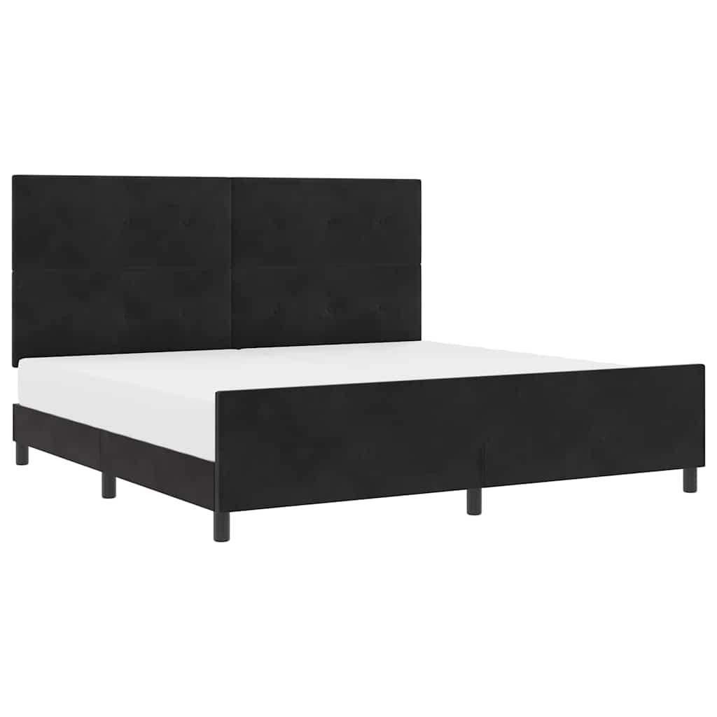 Bettgestell mit Kopfteil Schwarz 200 x 200 cm Samt