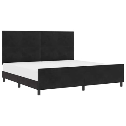 Bettgestell mit Kopfteil Schwarz 200 x 200 cm Samt