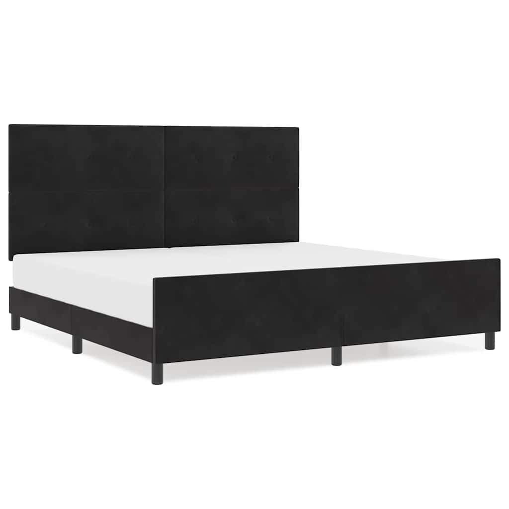 Bettgestell mit Kopfteil Schwarz 200 x 200 cm Samt