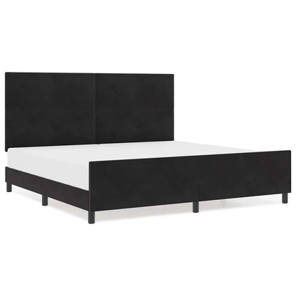 Bettgestell mit Kopfteil Schwarz 200 x 200 cm Samt