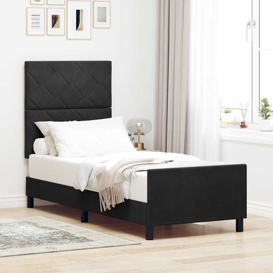 Bettgestell mit Kopfteil Schwarz 80 x 200 cm Samt