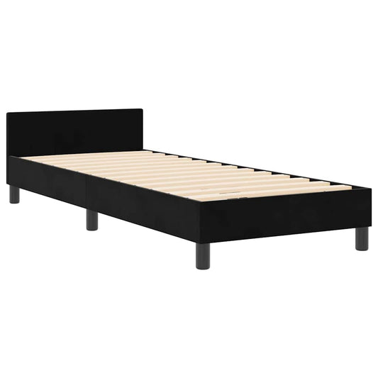 Bettgestell mit Kopfteil Schwarz 80 x 200 cm Samt